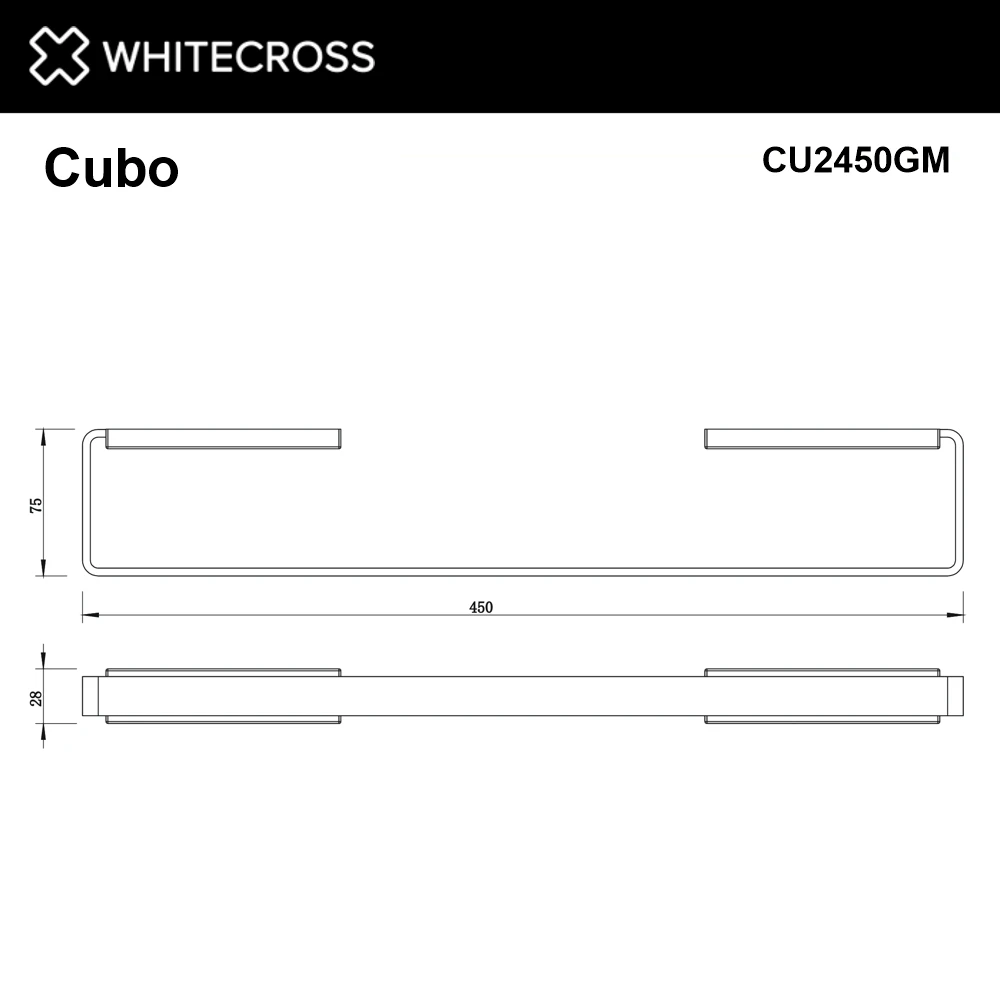Полотенцедержатель 450 мм. WHITECROSS Cubo CU2450GM (оружейная сталь) White Cross — изображение товара 2