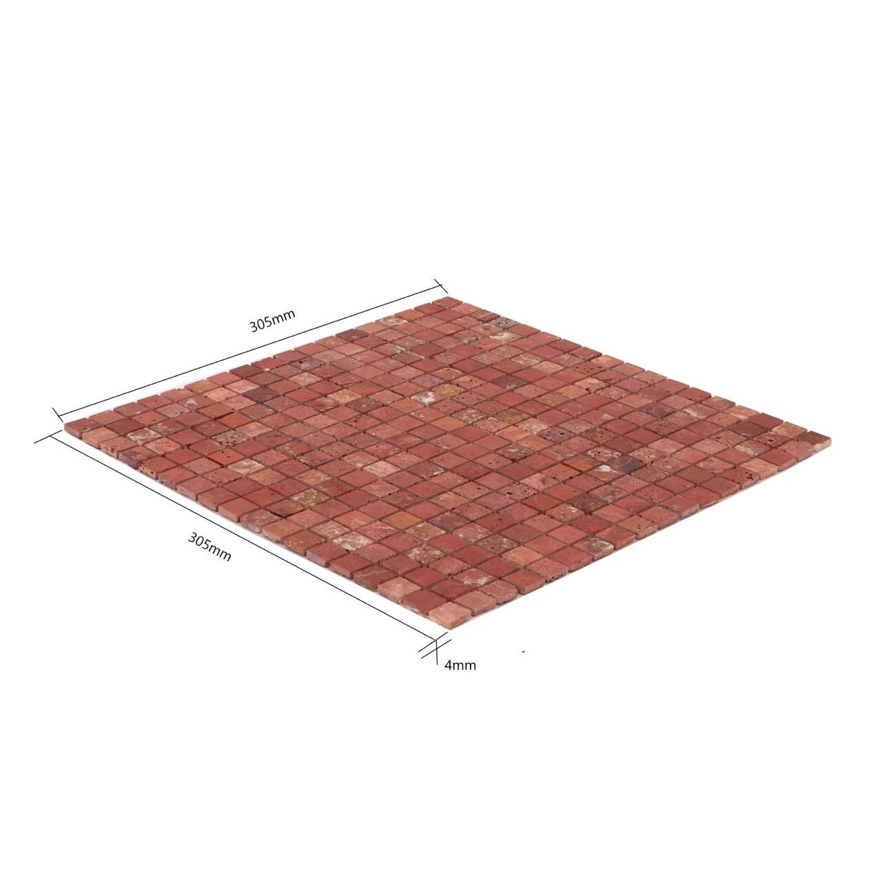 ТРАВЕРТИН БОРДОВЫЙ ПОЛИРОВАННЫЙ 15*15*4 мм ORRO MOSAIC, арт. TRAVERTINE RED POL 15*15*4 мм — изображение товара 4