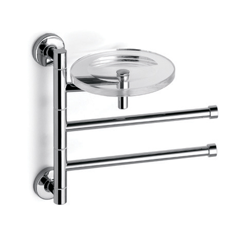 Double swing arm towel bar + glass мыльница wall mounting Bertocci, Cinquecento