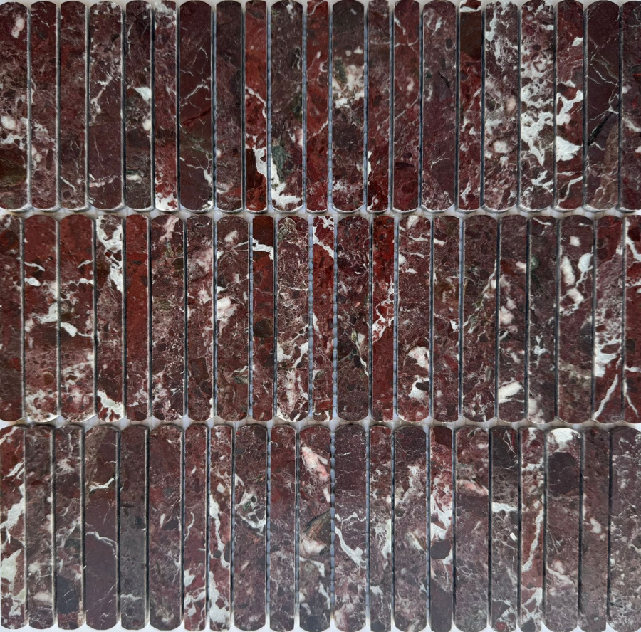 PIX 359 Rosso Levanto, чип 10/12/15*100 мм, сетка 300х305x8 мм, Полированная Pixel, Венеция