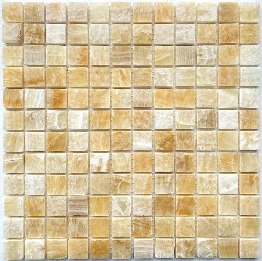 PIX 306 Honey onyx, чип 23x23 мм, сетка 305х305x8 мм, Полированная Pixel, Оникс