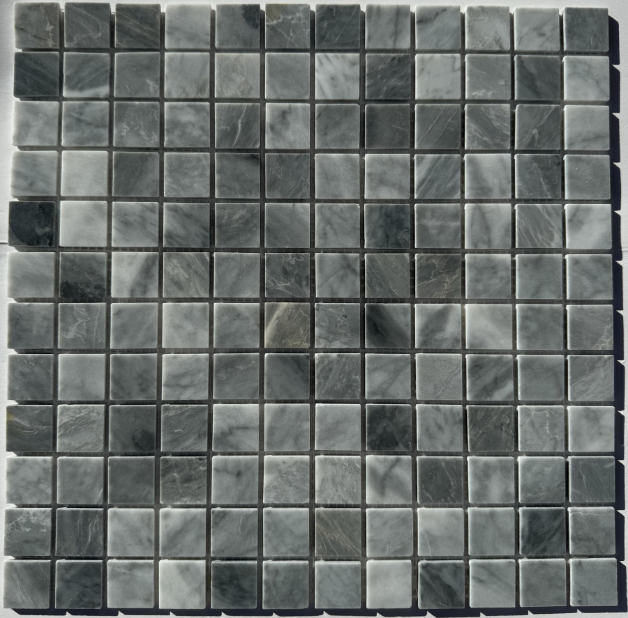 PIX 336 Ice Grey, чип 23х23 мм, сетка 305х305х4 мм, Полированная Pixel, Мрамор