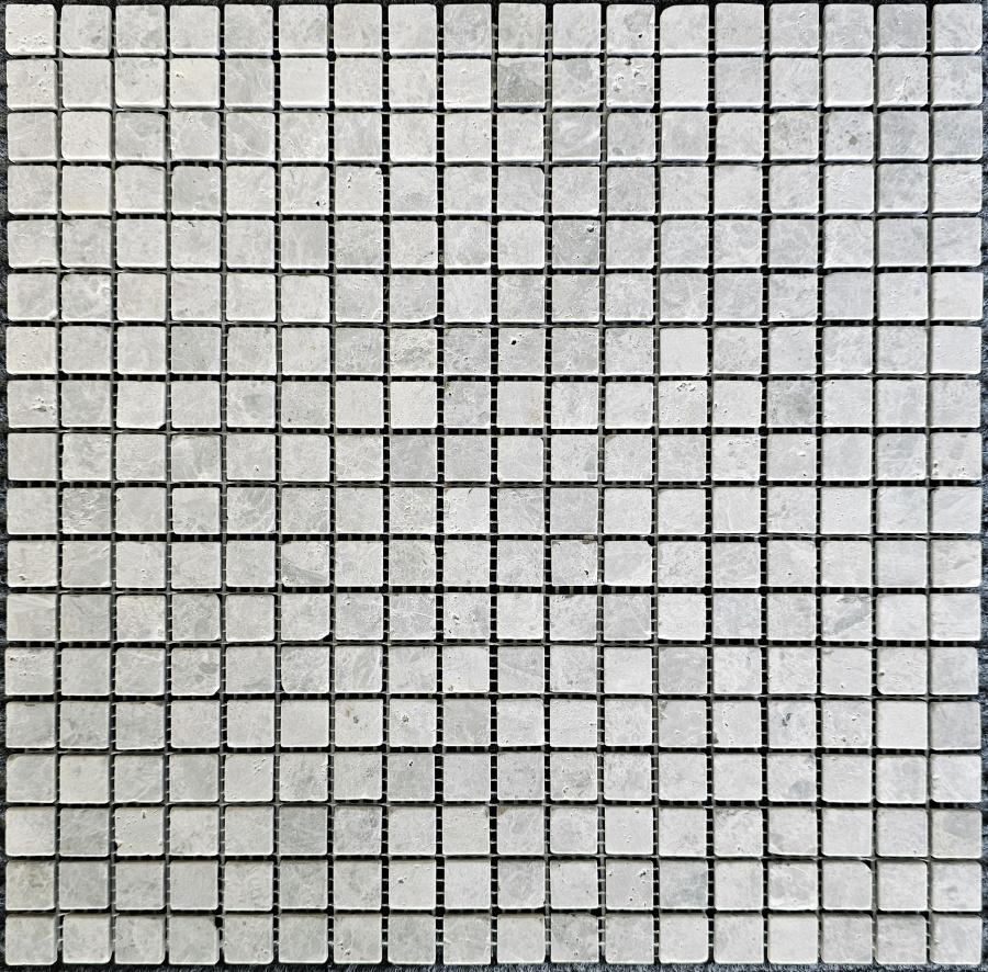 PIX 327 Tundra Grey, чип 15х15 мм, сетка 305х305х4 мм, Матовая Pixel, Мрамор