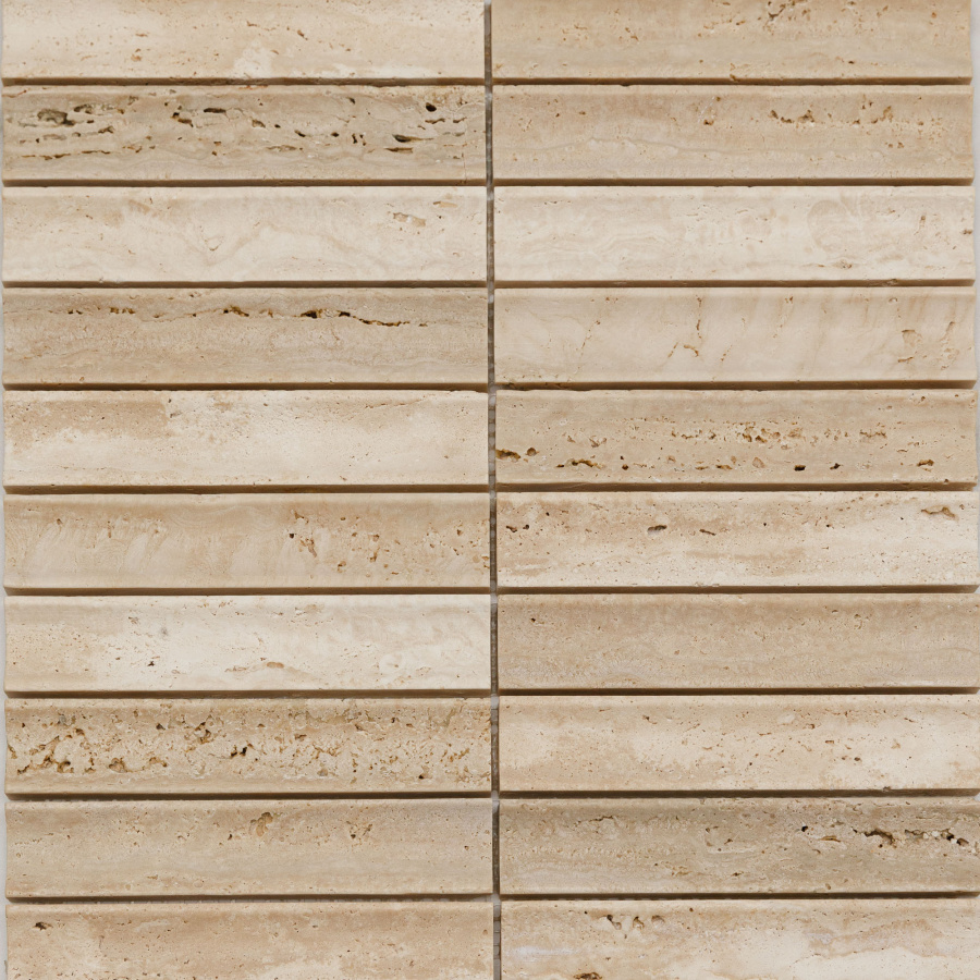 PIX 343 Yellow Travertine, Concave, чип 30х151 мм, сетка 305х318х12 мм, Матовая Pixel, Венеция