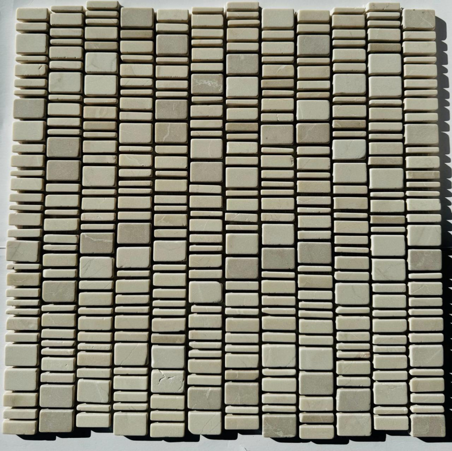 PIX 318 Cream Nova, чип произвольный, сетка 310х307х6 мм, Матовая Pixel, Мрамор