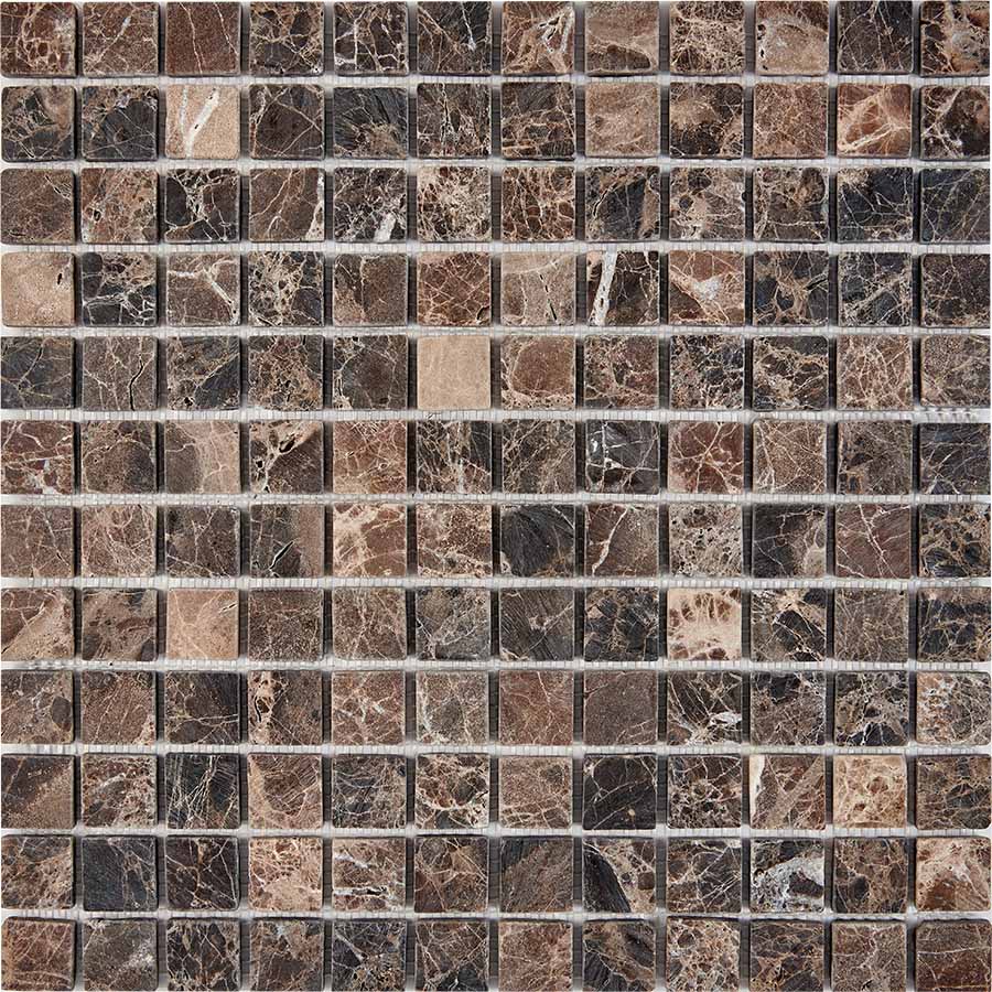PIX 220 Dark Emperador, чип 23x23 мм, сетка 305х305x6 мм, Матовая Pixel, Мрамор