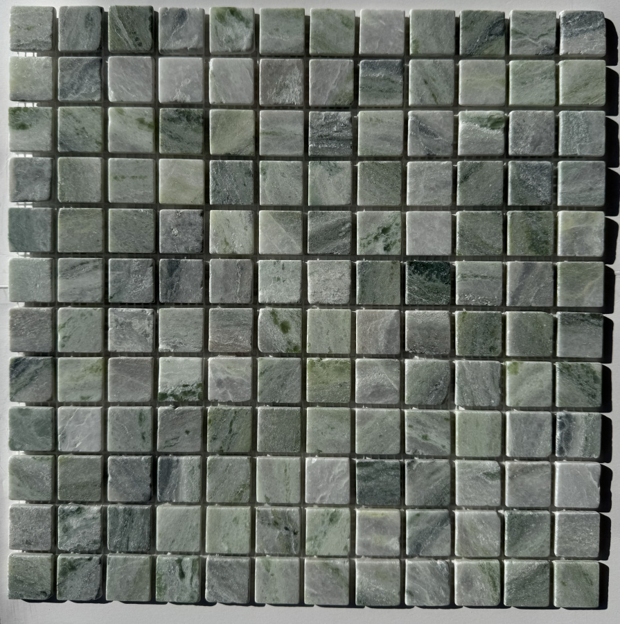 PIX 313 Jet Green, чип 23x23 мм, сетка 305х305х4 мм, Матовая Pixel, Мрамор