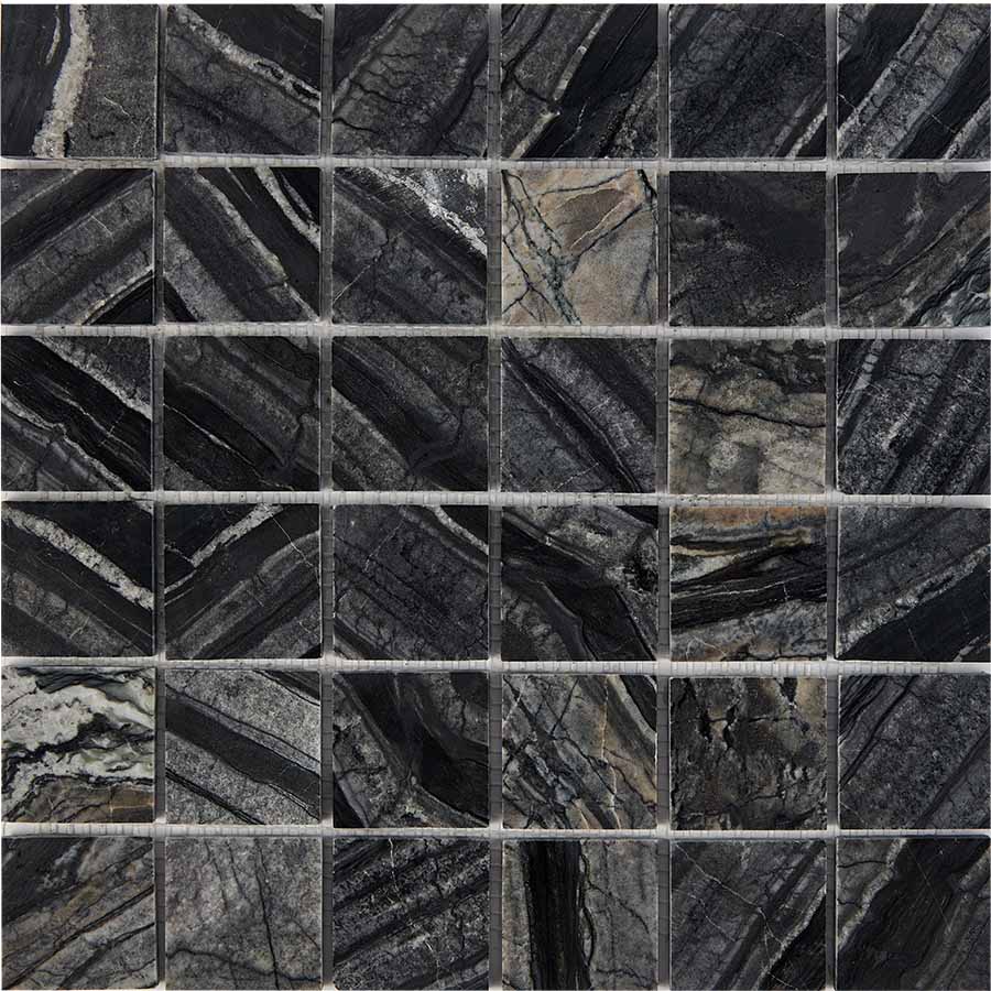 PIX 257 Royal Grey, чип 48x48 мм, сетка 305х305x6 мм, Полированная Pixel, Мрамор