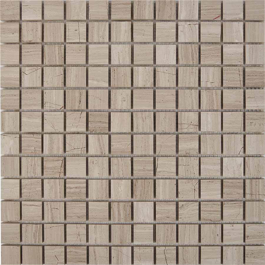 PIX 254 White Wooden, чип 23x23 мм, сетка 305х305x6 мм, Полированная Pixel, Мрамор