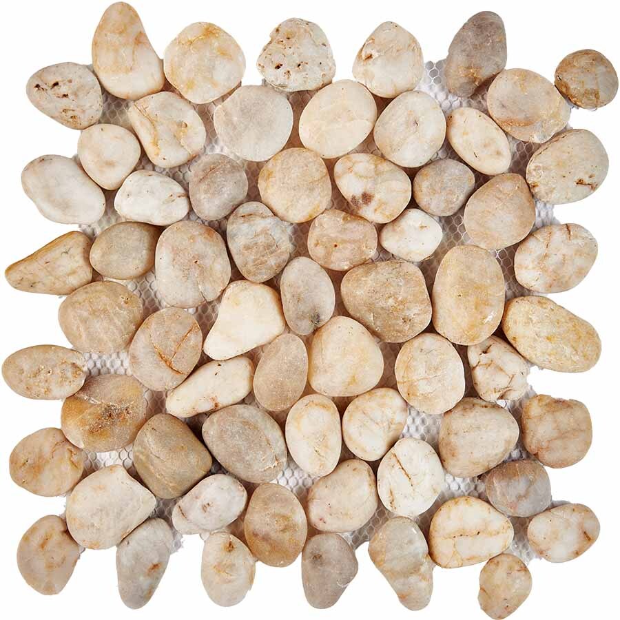 PIX265 из гальки Bianco Natura stone, чип произвольный, сетка 305х305 мм Pixel, Галька