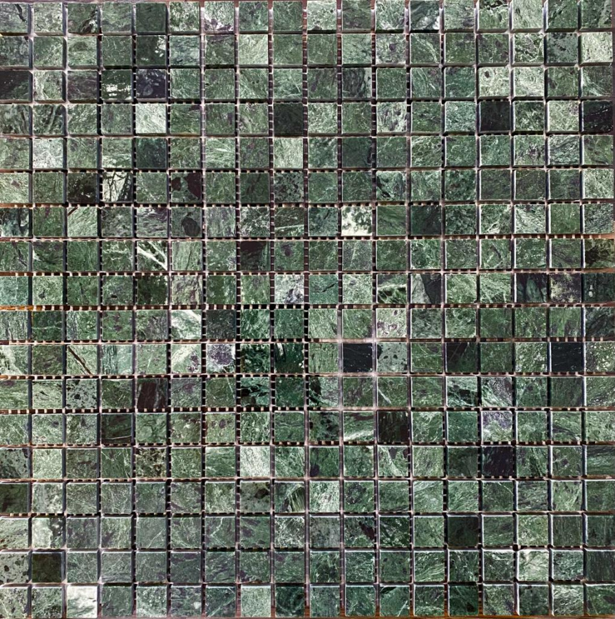PIX 308/6 Spider Green, чип 15x15 мм, сетка 305х305x6 мм, Полированная Pixel, Мрамор