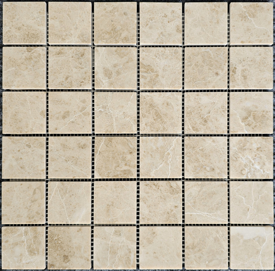 PIX 326 Cappucino, чип 48х48 мм, сетка 305х305х6 мм, Полированная Pixel, Мрамор