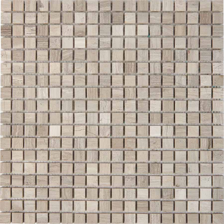 PIX 255 White Wooden, чип 15х15 мм, сетка 305х305x4 мм, Матовая Pixel, Мрамор