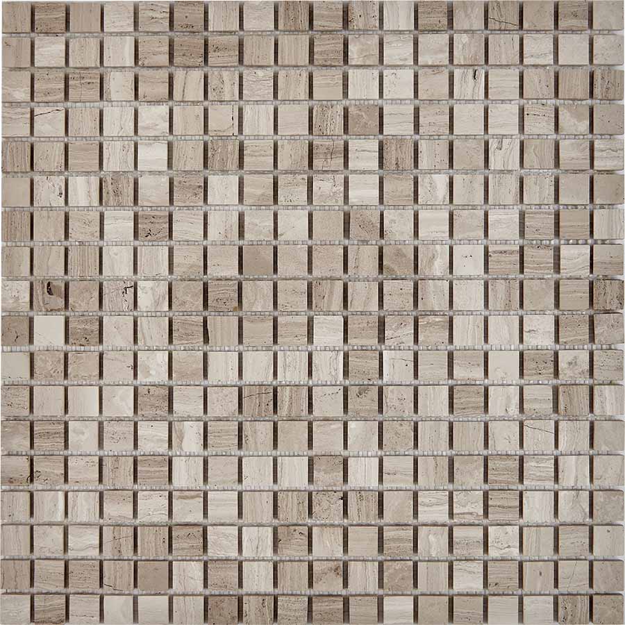 PIX 253 White Wooden, чип 15x15 мм, сетка 305х305x4 мм, Полированная Pixel, Мрамор