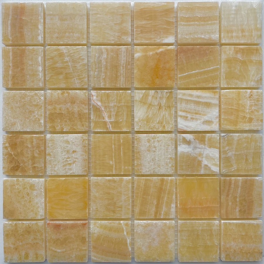 PIX 307 Honey onyx, чип 48x48 мм, сетка 305х305x8 мм, Полированная Pixel, Оникс