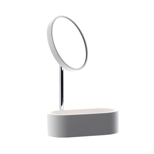 Make-up set с white solid surface основанием and с rotating magnif. зеркало 360° Ø16 cm (3x) с built-из лоток countertop Bertocci, Easy