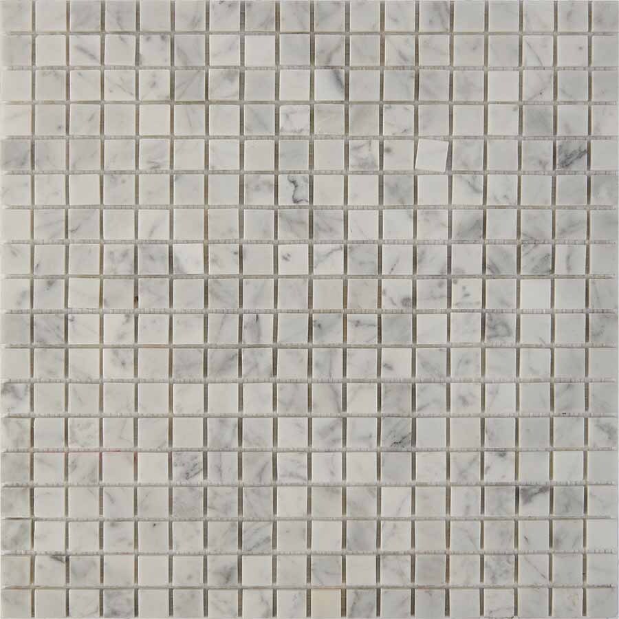 PIX 241 Bianco carrara, чип 15x15 мм, сетка 305х305x4 мм, Полированная Pixel, Мрамор