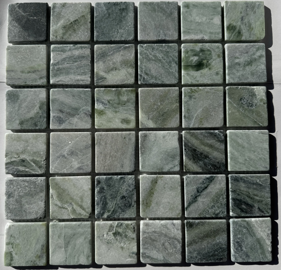 PIX 315 Jet Green, чип 48х48 мм, сетка 305х305х6 мм, Матовая Pixel, Мрамор