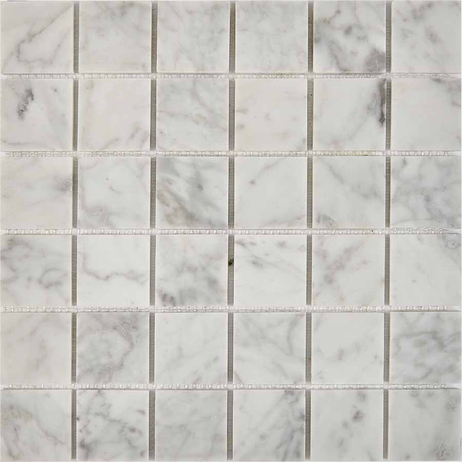 PIX 238 Bianco carrara, чип 48х48 мм, сетка 305х305х6 мм, Полированная Pixel, Мрамор