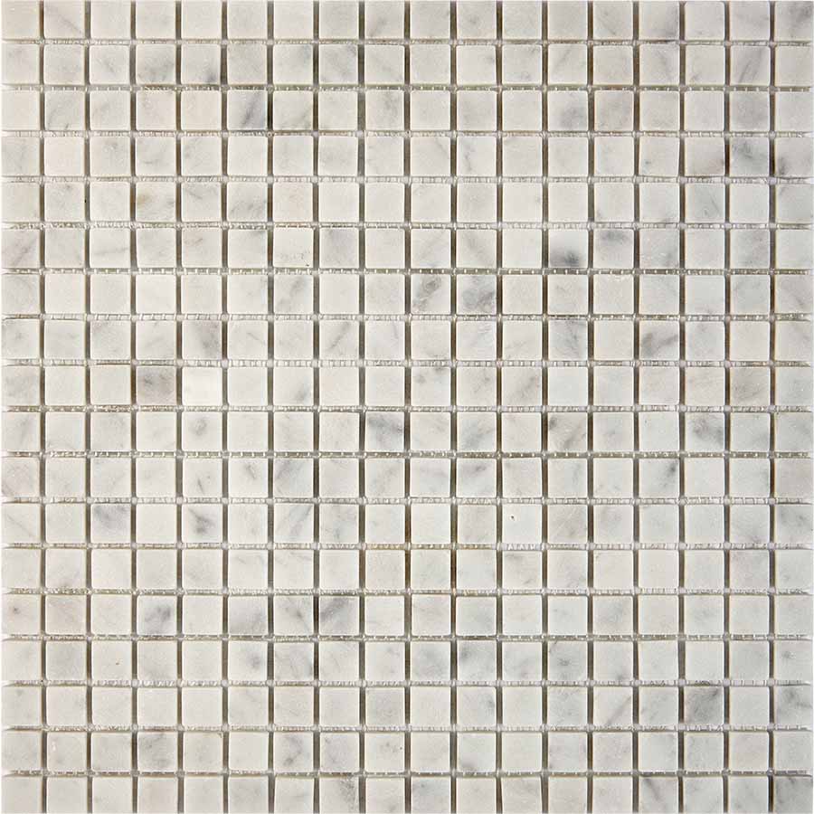 PIX 239 Bianco carrara, чип 15х15 мм, сетка 305х305х4 мм, Матовая Pixel, Мрамор