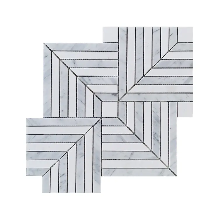 White & Carrara Мраморная мозаика, Geometric Marble