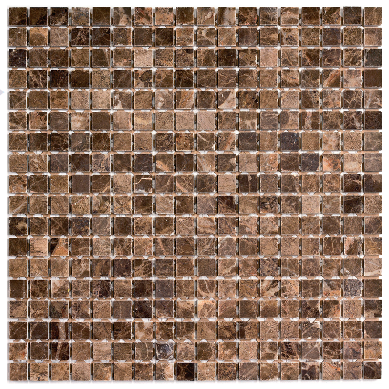 PIX 304 Dark Emperador, чип 15x15 мм, сетка 305х305x4 мм, Полированная Pixel, Мрамор
