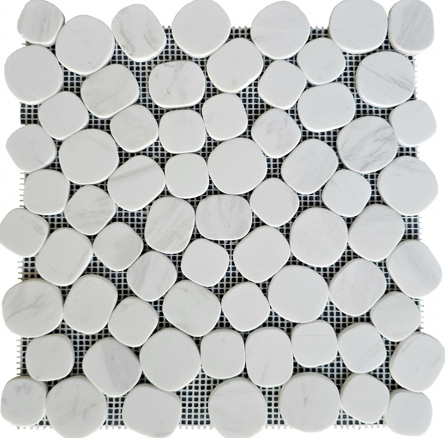 PIX 310 Volakas White, чип произвольный, сетка 300х300x6 мм, Матовая Pixel, Мрамор