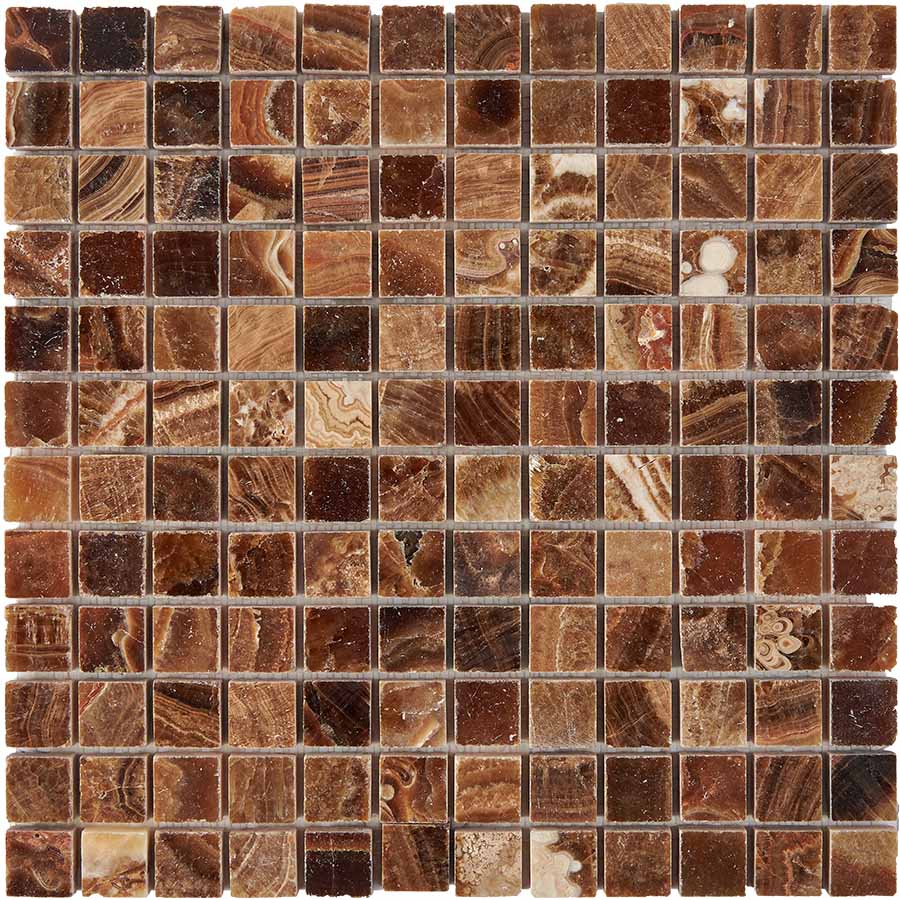 PIX 206 Caramel onyx, чип 23x23 мм, сетка 305х305x8 мм, Полированная Pixel, Оникс