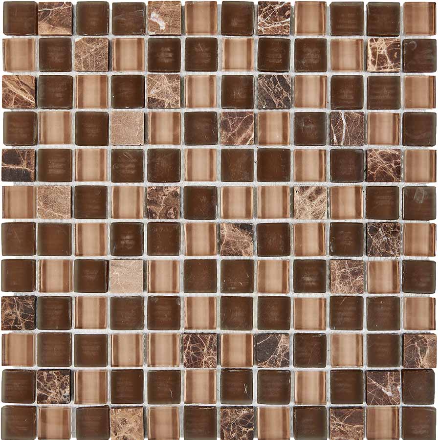PIX723 из мрамора и стекла, чип 23x23 мм, сетка 300х300x8 мм Pixel, Камень и стекло
