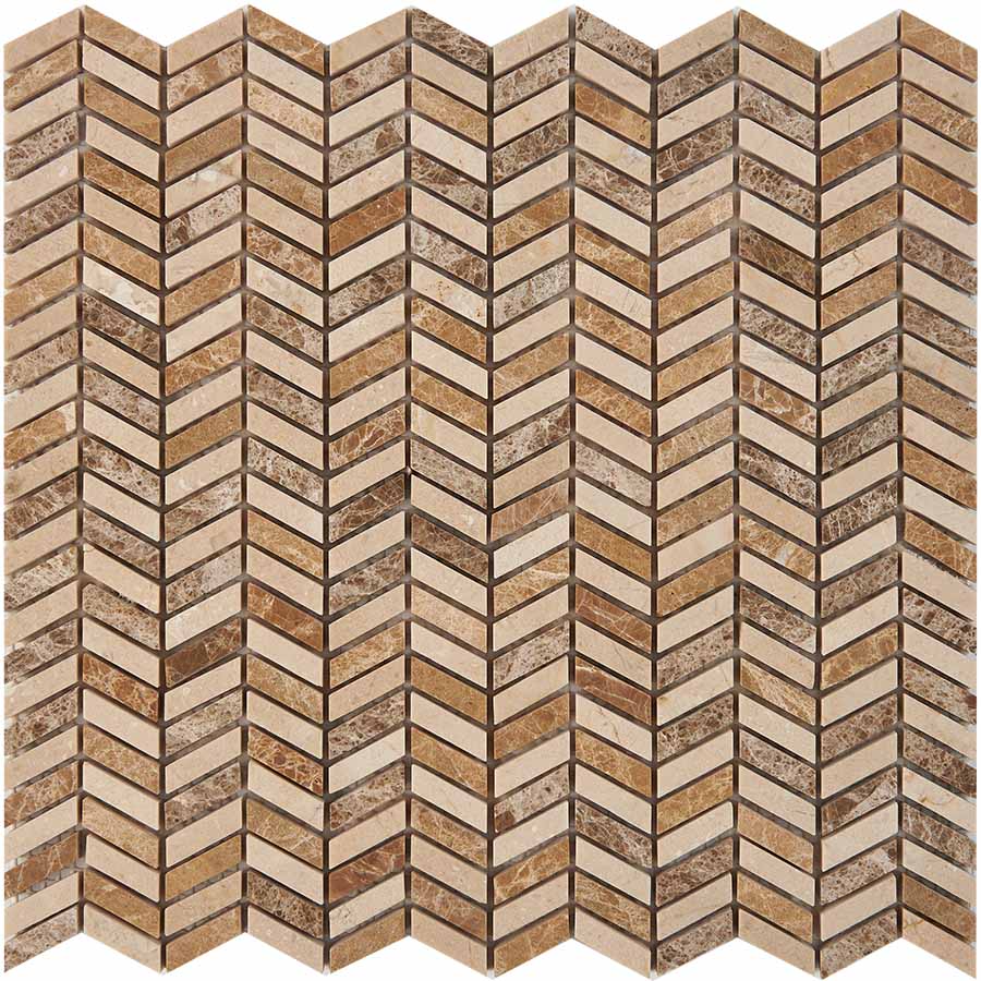 PIX 289 Light Emperador, Cream marfil, чип 27x10 мм, сетка 298х307x8 мм, Полированная Pixel, Мрамор