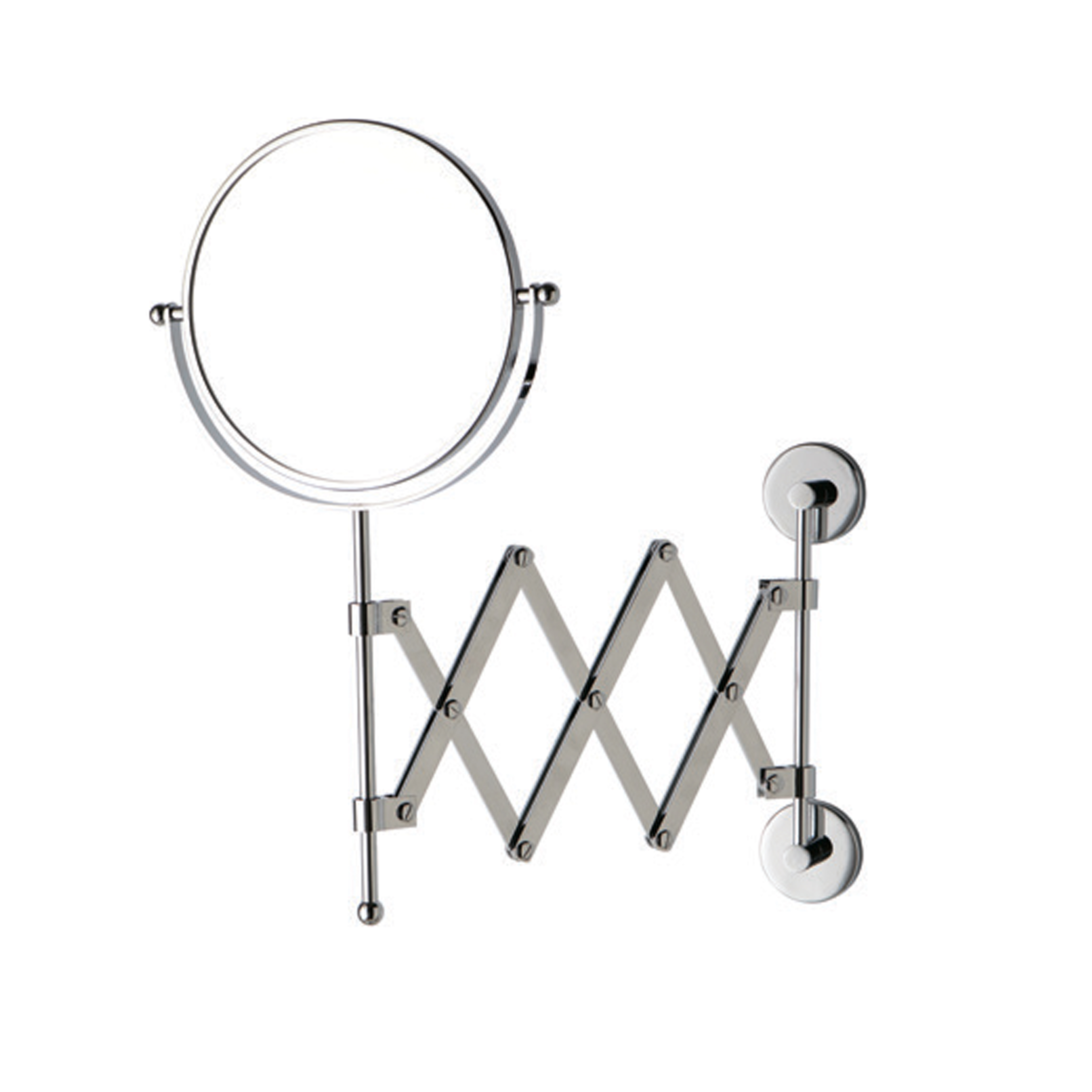 Double wall mounting magnifying зеркало 3X с compass opening. 180° rotating structure and 360° rotating зеркало. Wall supports from collection Cinquecento Bertocci, Mirror