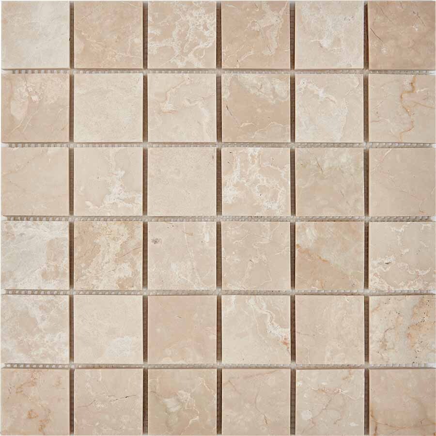 PIX 233 Cream marfil, чип 48x48 мм, сетка 305х305x6 мм, Полированная Pixel, Мрамор