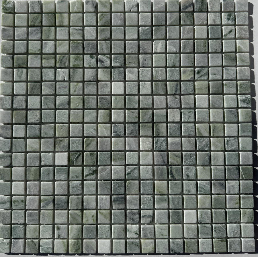 PIX 311 Jet Green, чип 15х15 мм, сетка 305х305х4 мм, Матовая Pixel, Мрамор