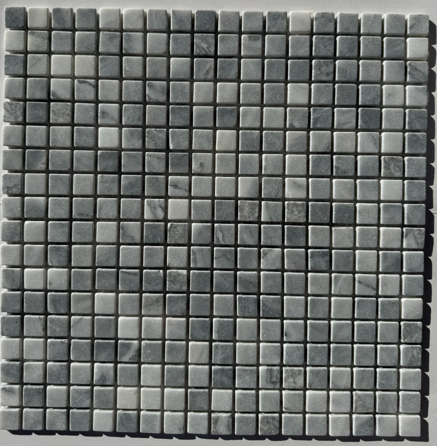 PIX 333 Ice Grey, чип 15х15 мм, сетка 305х305х4 мм, Матовая Pixel, Мрамор