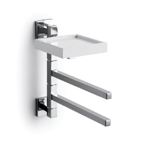 Double swing arm towel bar с white solid surface мыльница wall mounting Bertocci, Settecento