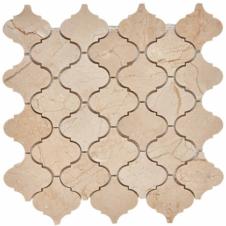 PIX 292 Cream Marfil, чип 74x74 мм, сетка 305х315x8 мм, Полированная Pixel, Мрамор