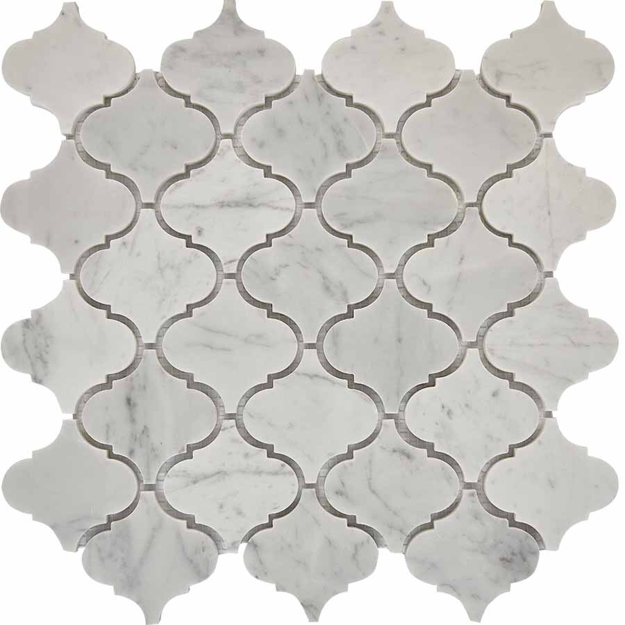 PIX 291 Dolomiti Bianco, чип 74x74 мм, сетка 305х315x8 мм, Полированная Pixel, Мрамор