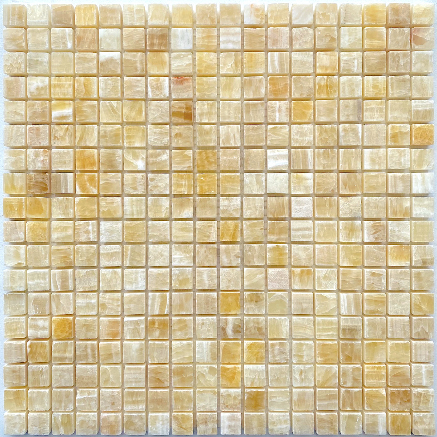 PIX 305 Honey onyx, чип 15x15 мм, сетка 305х305x8 мм, Полированная Pixel, Оникс