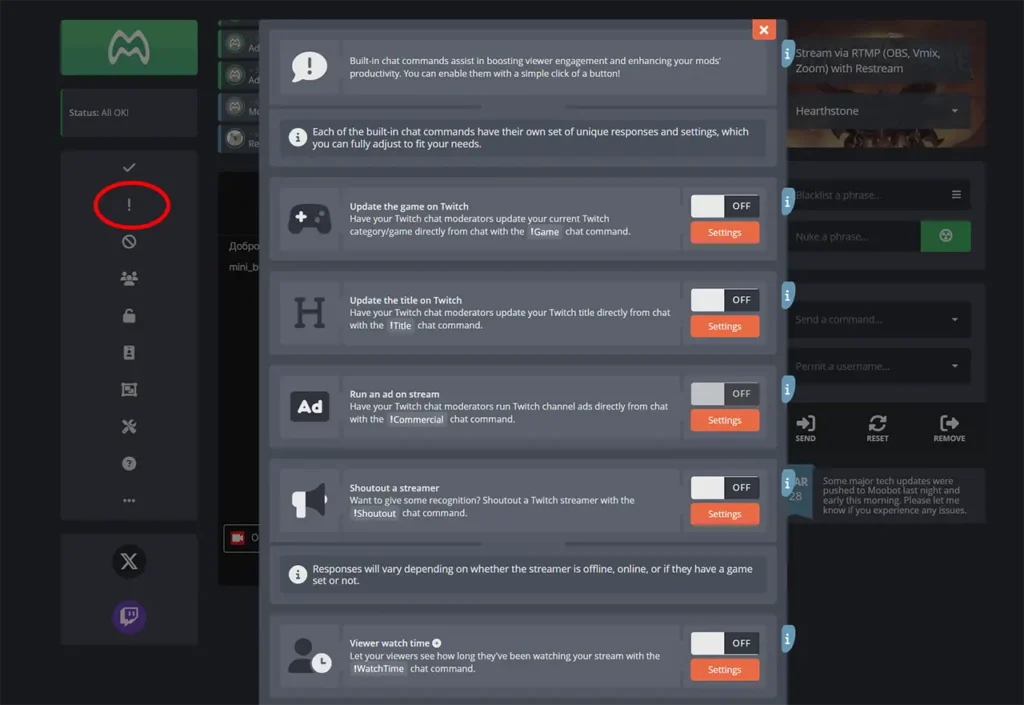 Как настроить Nightbot, Moobot и других ботов на Твиче: список полезных команд