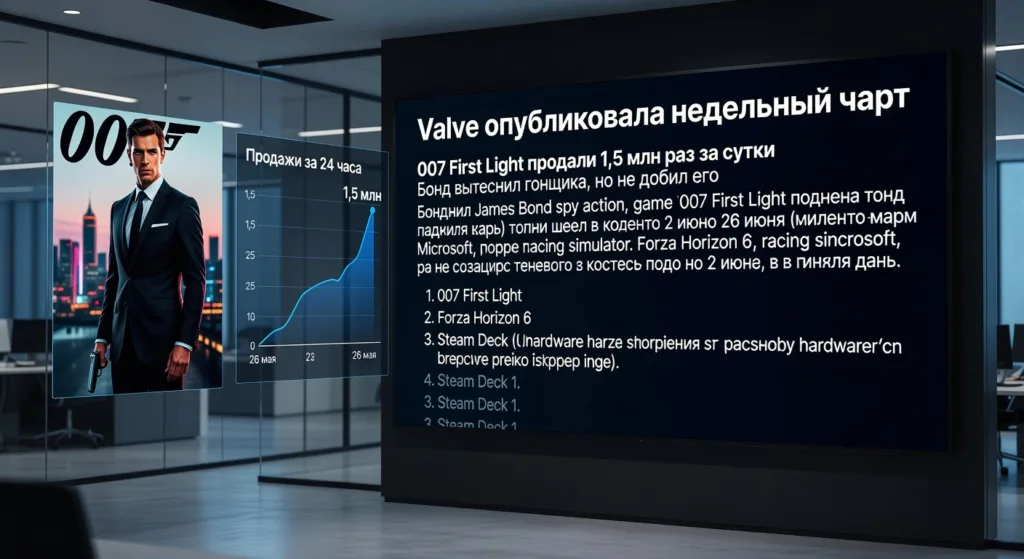 007 First Light продали 1,5 млн раз за сутки - Valve опубликовала недельный чарт