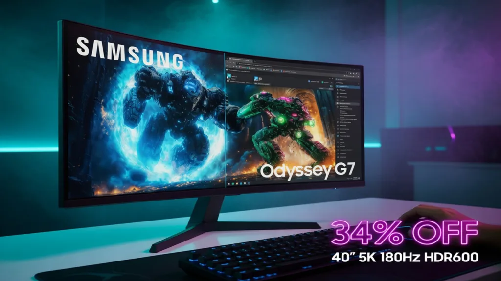 Samsung Odyssey G7 G75F: 40 дюймов, 5K и 180 Гц со скидкой 34%