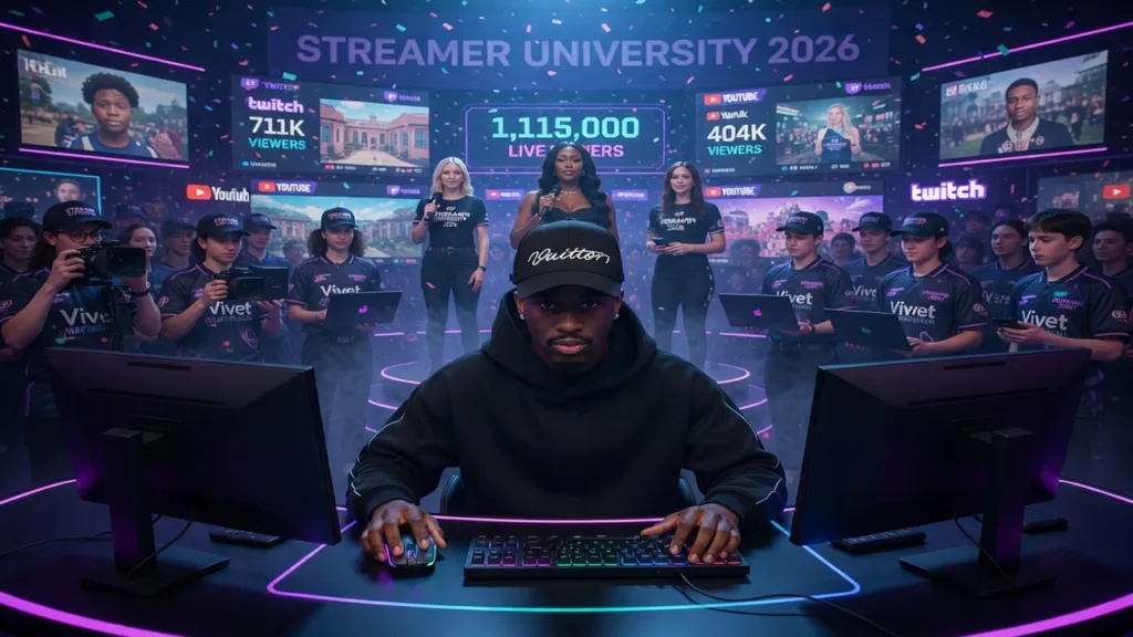 Kai Cenat вернулся в стриминг с миллионом зрителей и анонсом Streamer University 2026