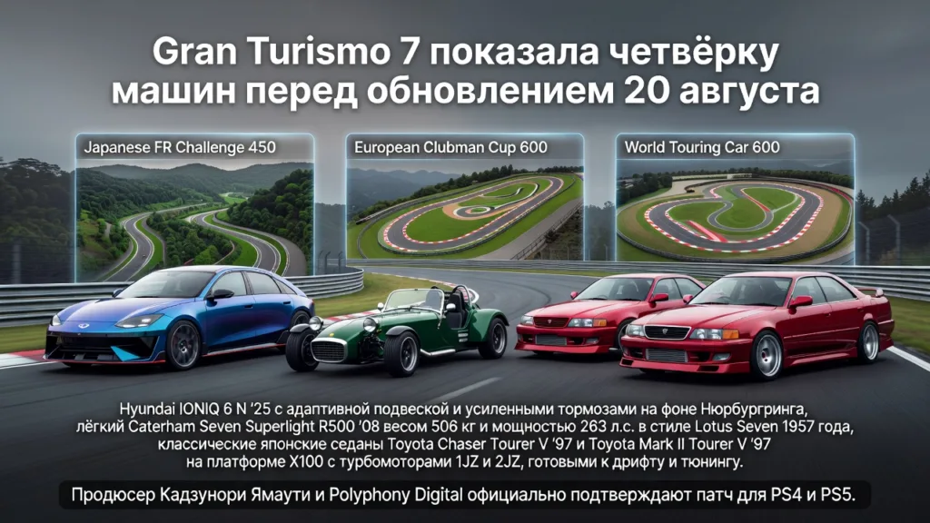 Gran Turismo 7 показала четвёрку машин перед обновлением 20 августа