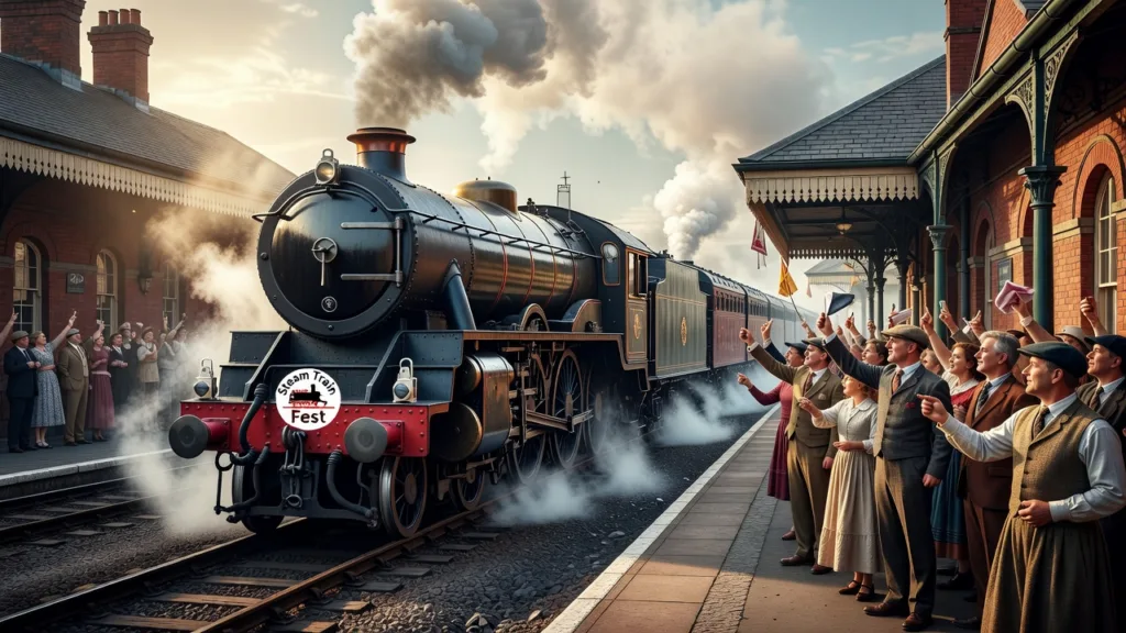 The train's about to leave the station for the Steam Train Fest.