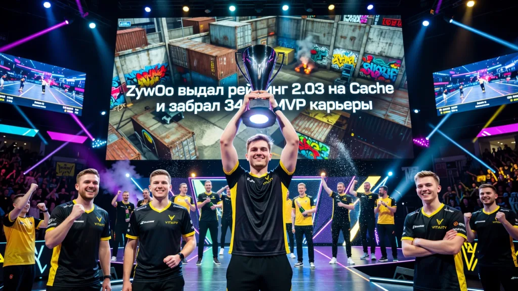 ZywOo выдал рейтинг 2.03 на Cache и забрал 34-й MVP карьеры