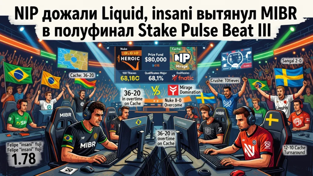 NIP дожали Liquid, insani вытянул MIBR в полуфинал Stake Pulse Beat III