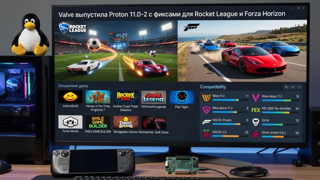 Valve выпустила Proton 11.0-2 с фиксами для Rocket League и Forza Horizon