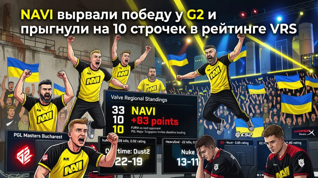 NAVI вырвали победу у G2 и прыгнули на 10 строчек в рейтинге VRS