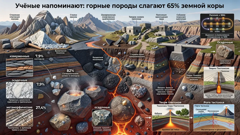 Учёные напоминают: горные породы слагают 65% земной коры