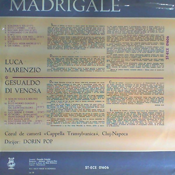 Cappella Transylvanica — Luca Marenzio, Gesualdo Di Venosa - Madrigale